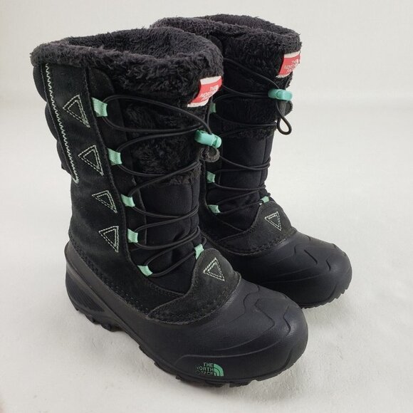 North Face Shellista II Boot Girls 4 Black Insulated Waterproof Lace Up Snow - Picture 1 of 11